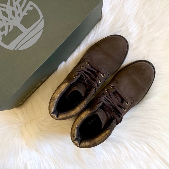 Timberland 6” Waterproof Brown & Gold Boots - Picture 5 of 7